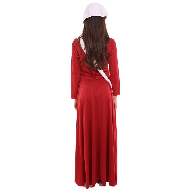 HPO Women's Handmaid Cosplay Costume  Red Dress with White Bonnet,  Synthetic Fabric, M Size - Walmart.com