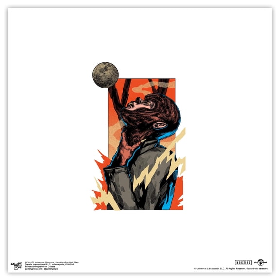 Gallery Pops Universal Monsters - Smithe One Wolf Man Wall Art, Unframed Version, 12" x 12"