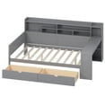 thumbnail image 5 of Tcbosik Full Size Corner Bed Frame with Writing Desk, Daybed with Open Shelves and 2 Storage Drawers, Sofa Bed for Living Room, Bedroom, Easy Assembly, Gray, 5 of 9