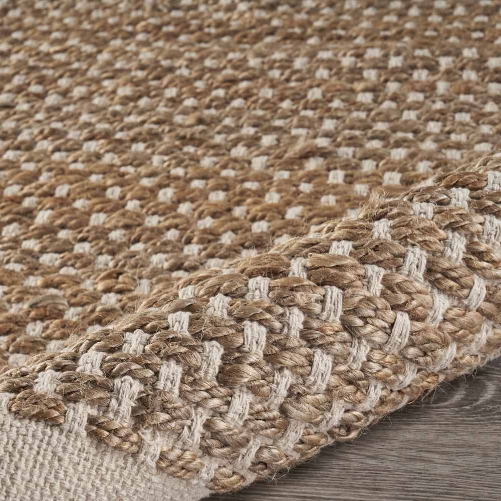LR Home Global 2 ft. 6 in. x 3 ft. 10 in. Natural and Cream Fringe Reversible Area Rug