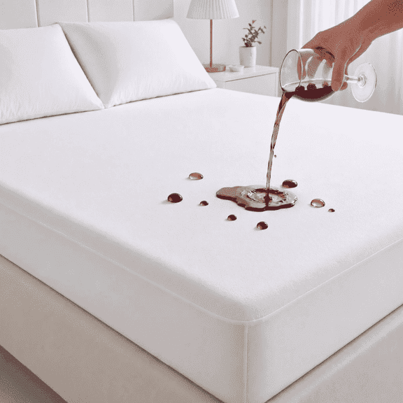 CLEANCOOL Queen Waterproof Mattress Protector, Soft Breathable Fabric, Quiet Comfort, Deep Pocket Fits up to 12”, White