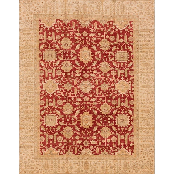 Ahgly Company Indoor Rectangle Abstract Orange Red Oriental Area Rugs, 7' x 9'