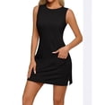thumbnail image 2 of Tqcoqu Womens Tennis Dresses with Pockets,Crew Neck Sleeveless Side Slit Golf Athletic Dress,Black Women's S-XXL, 2 of 7