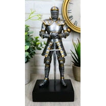 Ebros Italian Medieval Knight Statue On Black Pedestal Base 9"Tall Suit of Armor
