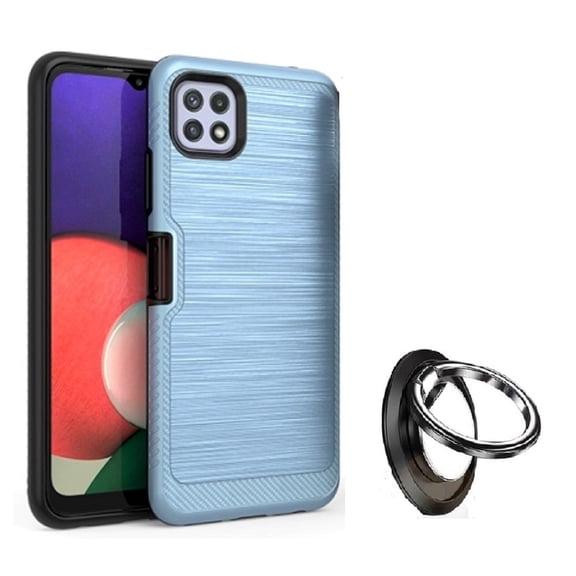 Phone Case for Samsung Galaxy A22 5G / Boost Mobile Celero 5G Case,  Dual layer Shock Resistant Cover Case   Ring (Blue)