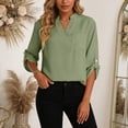thumbnail image 4 of QGJZVUNL Business Casual Outfits for Women V Neck Shirts with Chest Pockets Dressy Wotk Tops Size S, 4 of 8