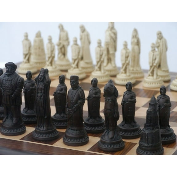 Berkeley Shakespeare Ornamental Chess Set (cream and brown, board not included)