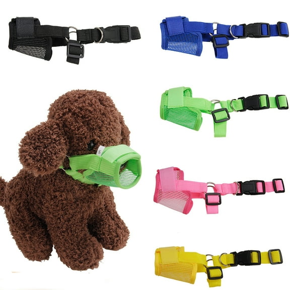 Cheers.US Pet Dog Adjustable Mask Bark Bite Mesh Mouth Muzzle Grooming Anti Stop Chewing