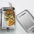 thumbnail image 3 of 47oz Bento Box, Stainless Steel Lunch Box for Teens, Metal Bento Box with 2 Flexible Compartments, 1400ml Lunch Box,1 x Bento Box 2 x Flexible Compartments,Silver, 3 of 7