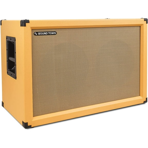 Sound Town 2 x 12 Guitar Speaker Cabinet, Birch Plywood, Orange Tolex, Wheat Cloth Grille (GUC212OR)