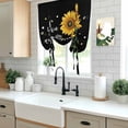 thumbnail image 6 of Sunflower Flower Tie Up Curtain 45 Inches Long, You Are My Sunshine Bee Spring Plant Black Balloon Style Kitchen Window Curtain Over Sink, Small Window Rod Pocket Curtain 34"x45", 6 of 9