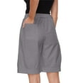 thumbnail image 4 of Women Bermuda Pants, Lightweight Wide Leg Baggy Shorts Drawstring Elastic Waist Loungewear Knee Length Pants Gray L, 4 of 8