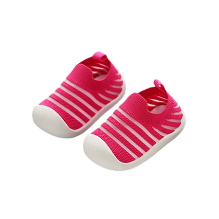 

Daeful Girls Boys Walking Shoes Knit Upper Sneakers Slip On Flats Breathable Mesh Loafers Toddler Kids Casual Prewalker Pink 6.5C