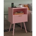 thumbnail image 1 of Mesa de noche Veegle rosa moderna con cajón y repisa de almacenamiento, 1 of 6