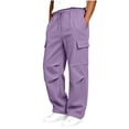 thumbnail image 4 of Hvarlaun Kids Sweatpants Cargo Jogger Pants for Boys and Girls with Pockets, Elastic Waist Drawstring Loose Straight Leg Casual Activewear, Sizes 4-15 Years, 4 of 7