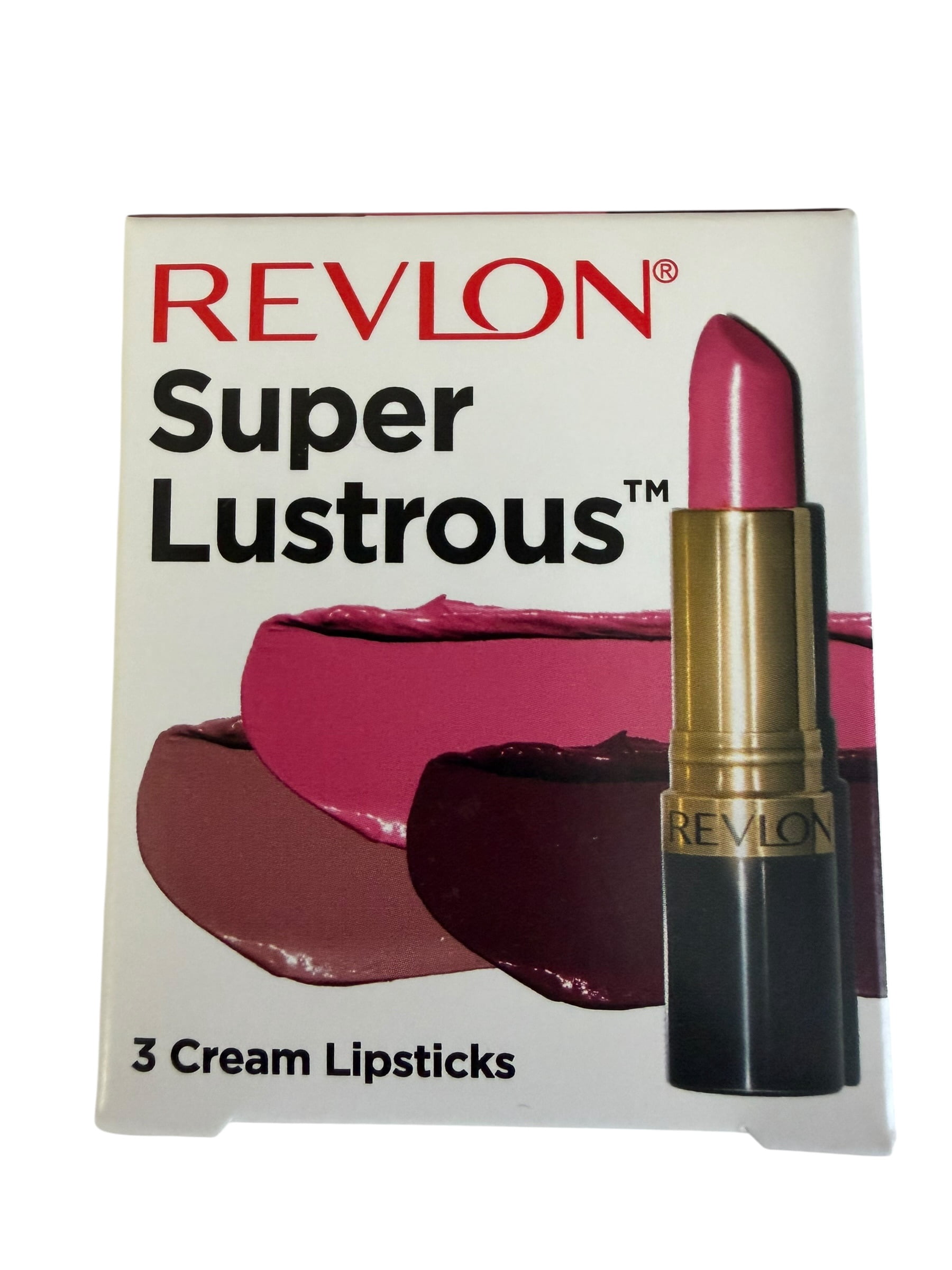 Revlon Super Lustrous High Impact & Moisturizing Cream Finish Lipstick Gift Set, On The Mauve, Pink Promise, Black Cherry, Pack of 3
