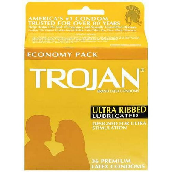 Trojan Ultra Ribbed Lubricated Latex Condoms - 36 Ea