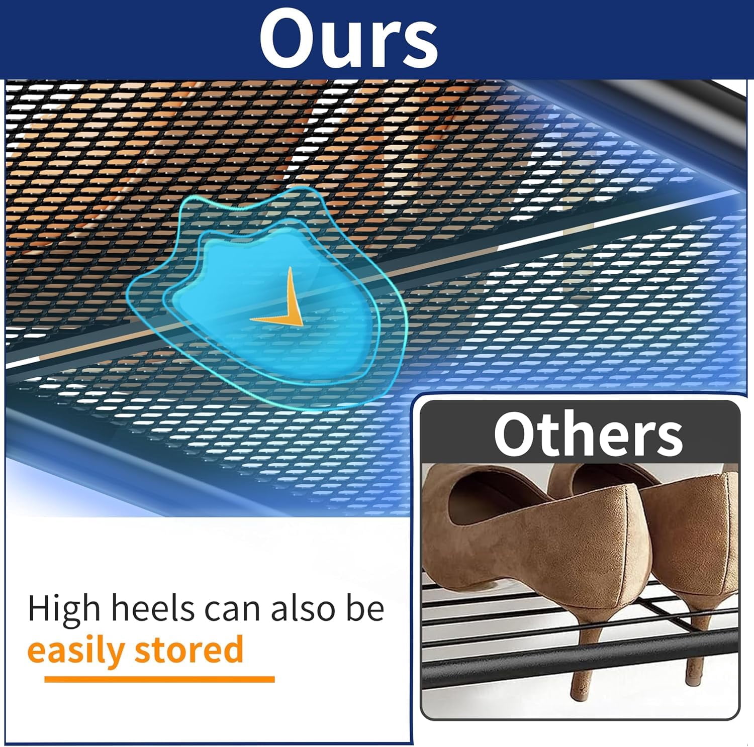 SUFAUY 2 Tier 33" Wide Shoe Rack Stackable, Metal Mesh, Black