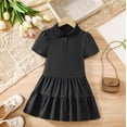thumbnail image 6 of Girls School Uniform Dress Girls' Summer Pleated Dress for Kids Casual Campus Style Lightweight Pure Color Girls' Dress for Daily Wear School Year Options Black 9-10 Years, 6 of 9