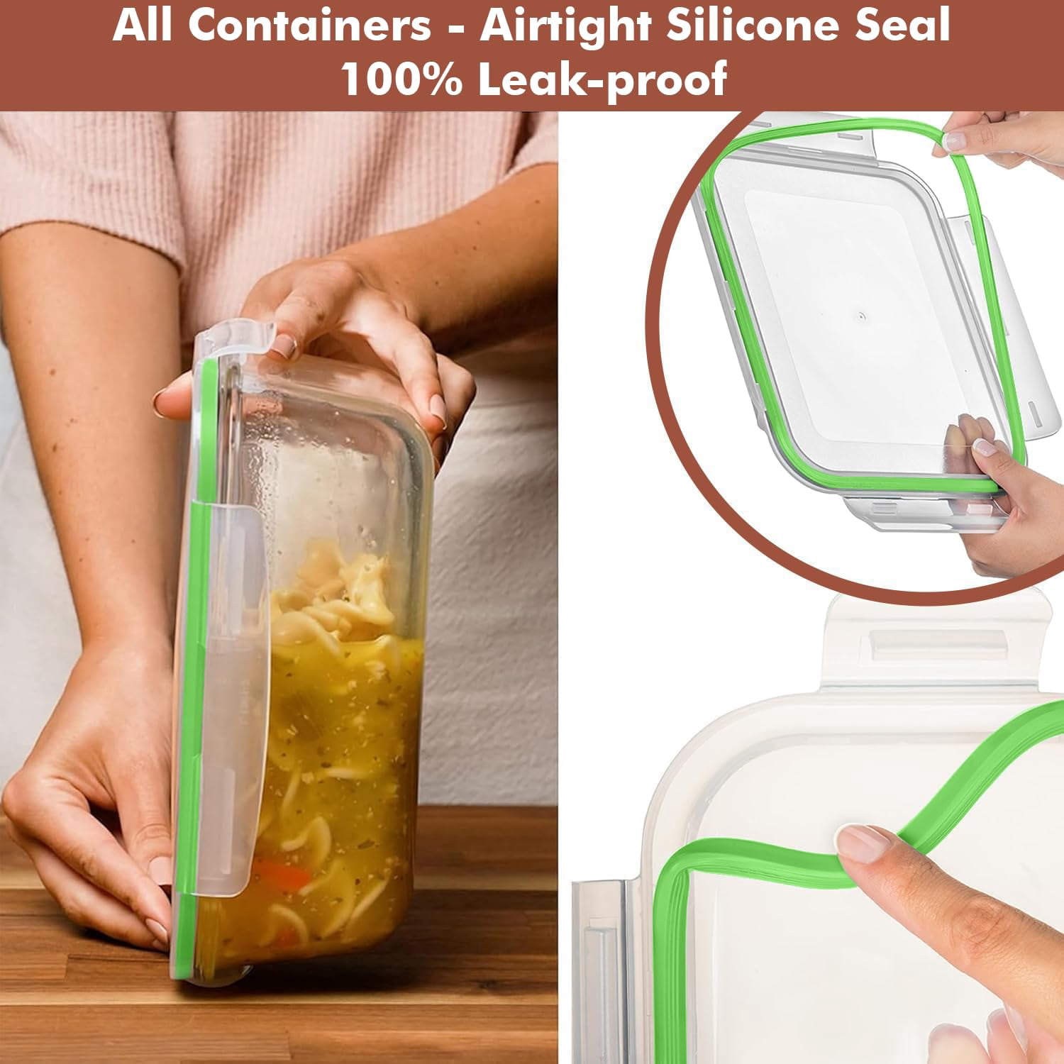 Green Glass Food Storage Containers 4 Piece 1860ml Meal Prep Leftover Storage
