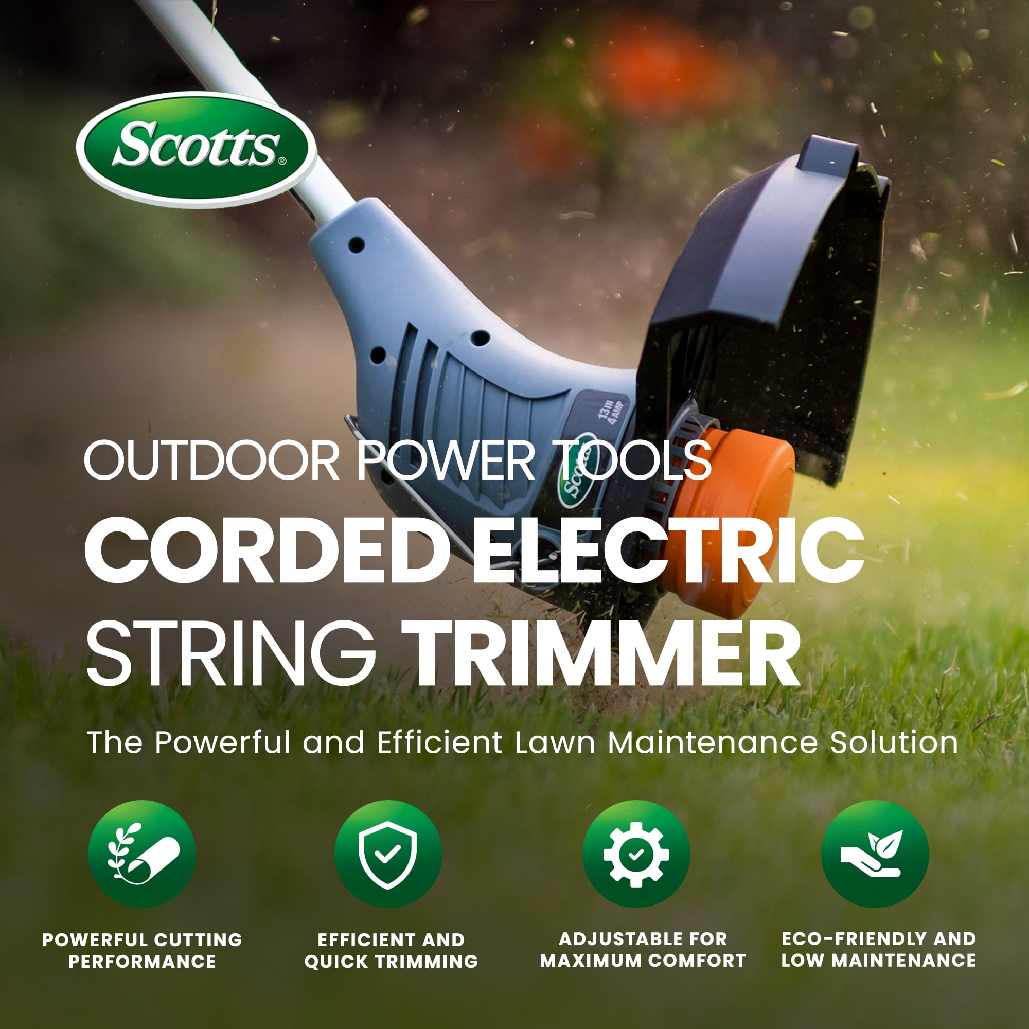 Scotts Outdoor Power Tools Corded Electric String Trimmer w/Telescopic Pole
