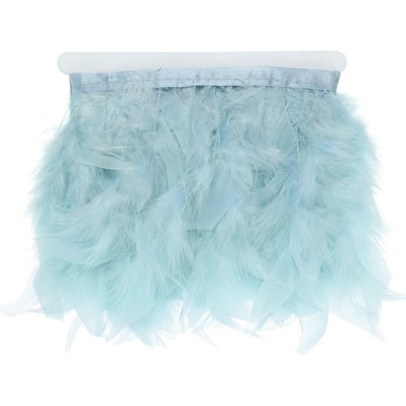 Uxcell 1-Pack Turkey Feather Trim Fringe, 2 Yards 4-6" Natural Fluffy Feather Trim [Light Blue]