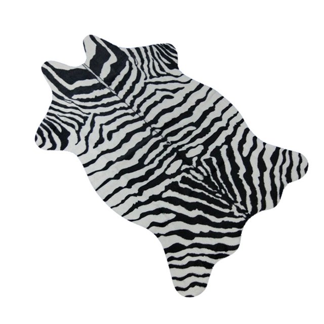 Alfombra de piel sintética de terciopelo con estampado de cebra y vaca y cabra, piel de vaca, forma natural, decoración, 110 x 75 cm