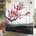 thumbnail image 2 of Red Plum Blossom Shower Curtain Pink Floral Chinese Ink Painting Shower Curtains Decorative for Bathroom Black and White Tradition Waterproof Fabric Shower Curtain with Hooks 72x72 Inches, 2 of 6