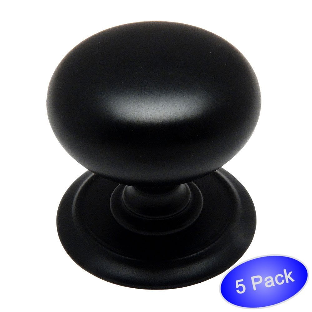 Cosmas 6542FB Flat Black Round Hardware Knob with Backplate 1