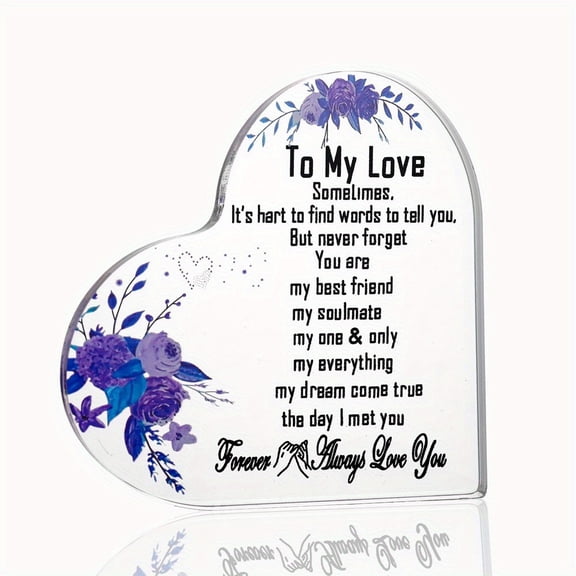 Heart Shaped Acrylic Plaque Birthday Gift For Family Lovers Soulmate Couples Home Decoration, Suitable For Best Friends, Sisters Girls Christmas Valentine'S Day Thanksgivin Room Table Decoration