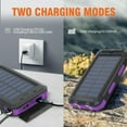 thumbnail image 4 of BAOKALER Solar Power Bank, Portable Charger, 20000mAh Solar Charger with LED Flashlight, IP65 Waterproof External Backup Battery Pack Perfect for Camping, Outdoor Activities(Purple-2PK), 4 of 9