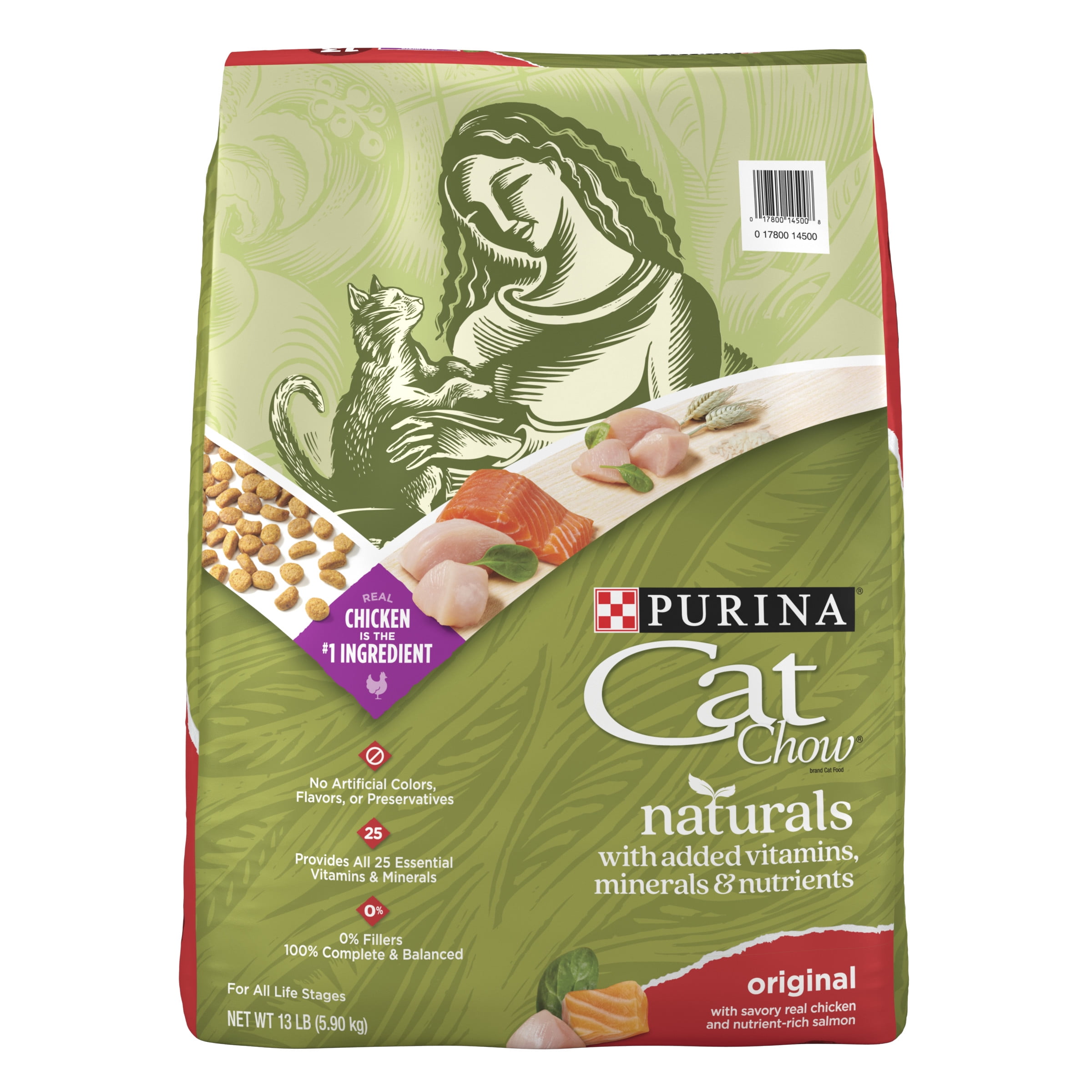 Purina Cat Chow Naturals Chicken & Salmon Original Dry Cat Food, 18 lb Bag  