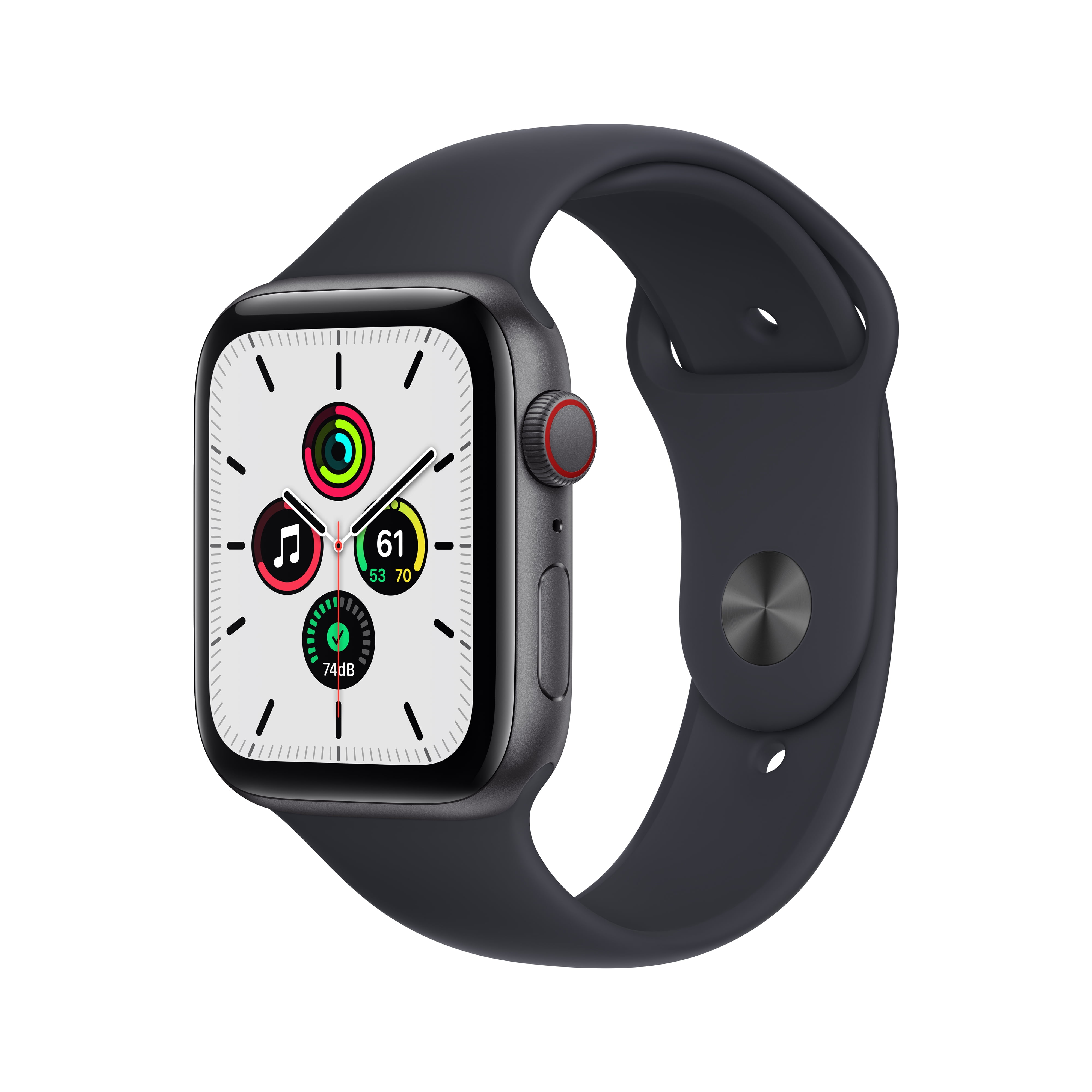 Apple Watch SE GPS + Cellular, 44mm Space Gray Aluminum Case with Midnight  Sport Band - Regular