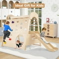 thumbnail image 4 of Costway 8-in-1 Indoor Jungle Gym Wooden Playground with Climbing Wall, Net, Ladder, 4 of 11