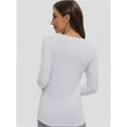 thumbnail image 3 of Womens Fall Deep V Neck Long Sleeve Shirts Modal Slim Fit Basic Tee Tops, 3 of 6