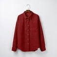 thumbnail image 4 of PATLOLLAV Womens Corduroy Buttoned Cardigan Long Sleeve Lapel Loose Padded Shirt Tops, 4 of 6