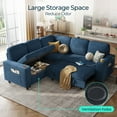 thumbnail image 3 of LINSY HOME L Shaped Sectional Couches for Living Room, Sleeper Sofa Bed with Storage Seat, Pull Out Couch Bed with Cup Holder, Dark Blue, 3 of 11
