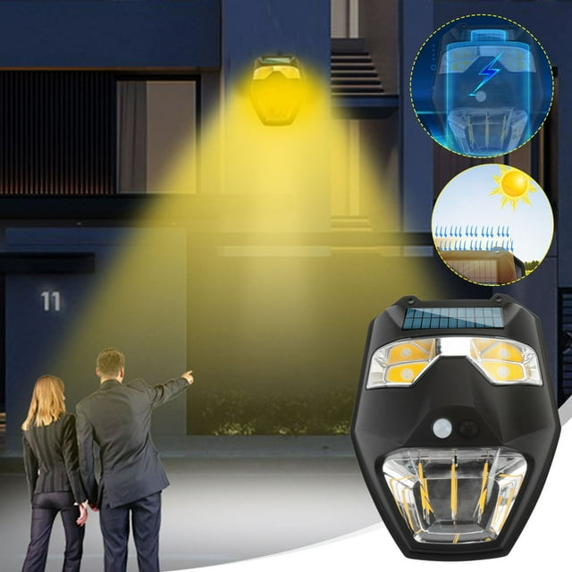 Aplique de pared para exteriores de inducción solar modelo 2024 | Control inteligente de la luz | Sensor de movimiento | Amplia cobertura de iluminación | Brillo de 1800LM | IP65 a prueba de agua |
