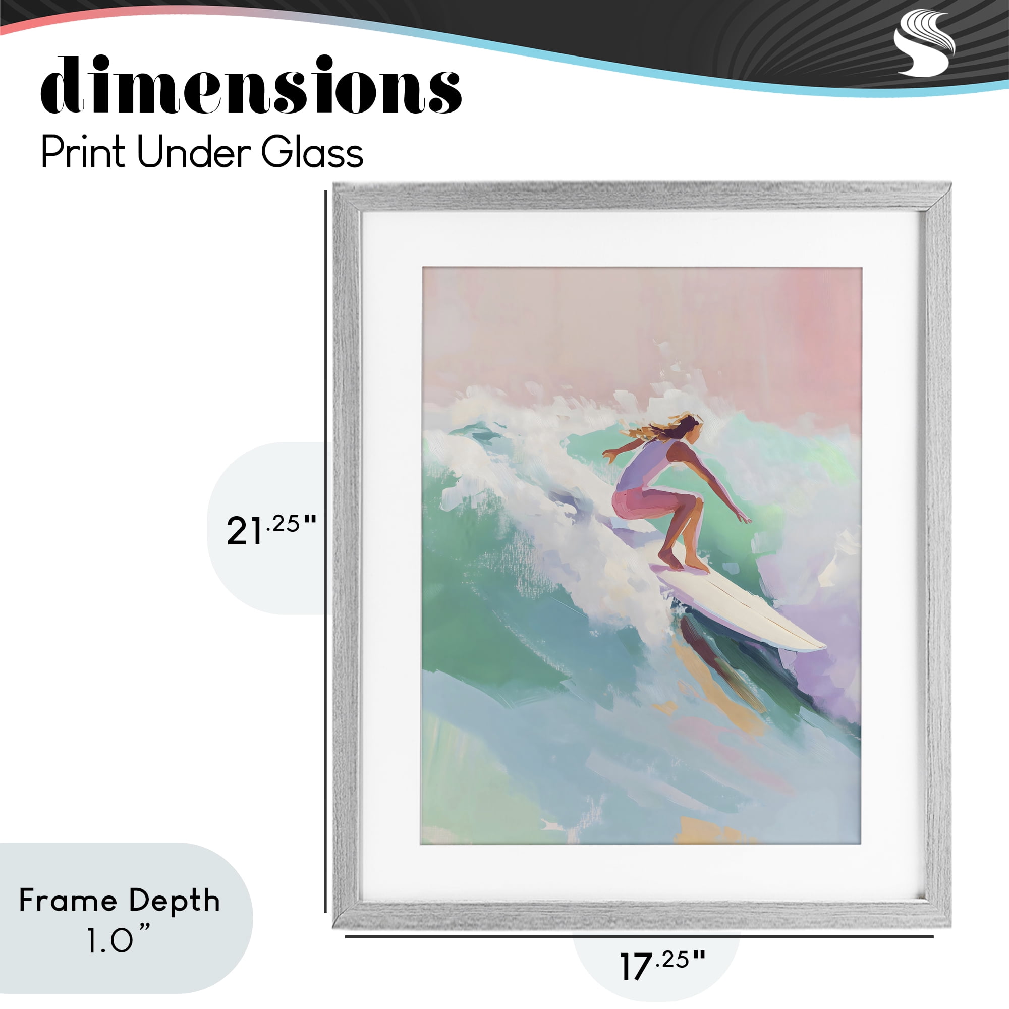 Stupell Industries Surfer Girl Riding Waves Gray Framed Print Under Glass, design by The Prints Vibe