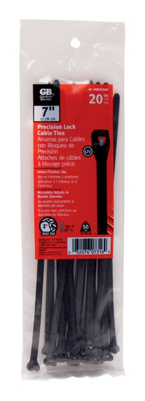 Gardner Bender 46-308UVBMP 7 in. Ultra Violet Resistant Cable Tie - Black