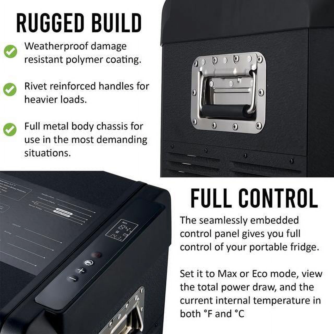 12V Car Fridge 50L 12/24V DC 110-240V AC Portable Freezer Compressor Cooler 0℉-50℉ 3-Year Warranty