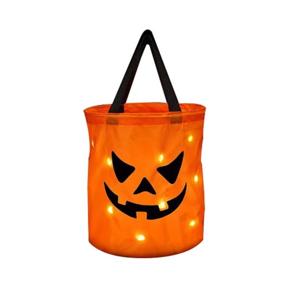 Children's Birthday Gift Foldable Grimace Reusable Bucket Trick or Treat Ghost Festival Pumpkin Tote Bag Halloween Candy Bags LED Light A