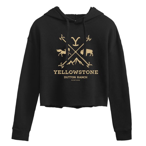 Yellowstone - Branding Iron Badge - Juniors Cropped Pullover Hoodie