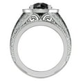 thumbnail image 3 of 18K White Gold Large Black Diamond Wedding Ring Sets for Women Round Cut Halo diamond Rings 4.95 Carat (G,VS1), 3 of 5