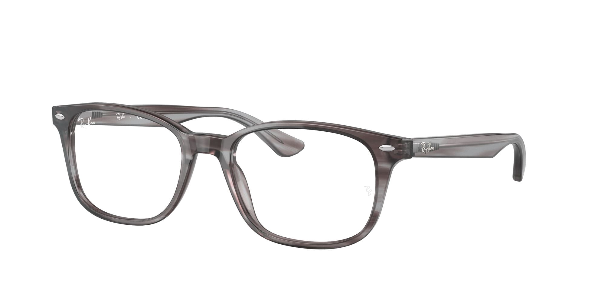 Ray-Ban RB5375 Optics Glasses, Prescription Eyeglasses with Case, Demo Lens/Striped Gray, Size 53