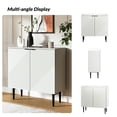 thumbnail image 4 of Tina's Home 35" Tall White 2-Door Accent Cabinet with Linear Groove Design, Wood Legs, Storage Cabinet for Bedroom, Living Room, Bathroom or Entryway, 4 of 8