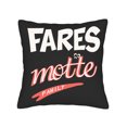 thumbnail image 3 of Set of 2 Throw Pillow Covers 18x18in - Stylish Black Square Cushion Cases with Bold ' FARES ' Design Perfect for Couch Bed or Car, 3 of 7