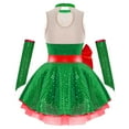 thumbnail image 6 of iiniim Christmas Dance for Girls Santa Claus Cosplay Party Figure Ice Skating Tutu Dress with Oversleeves Green 14, 6 of 7