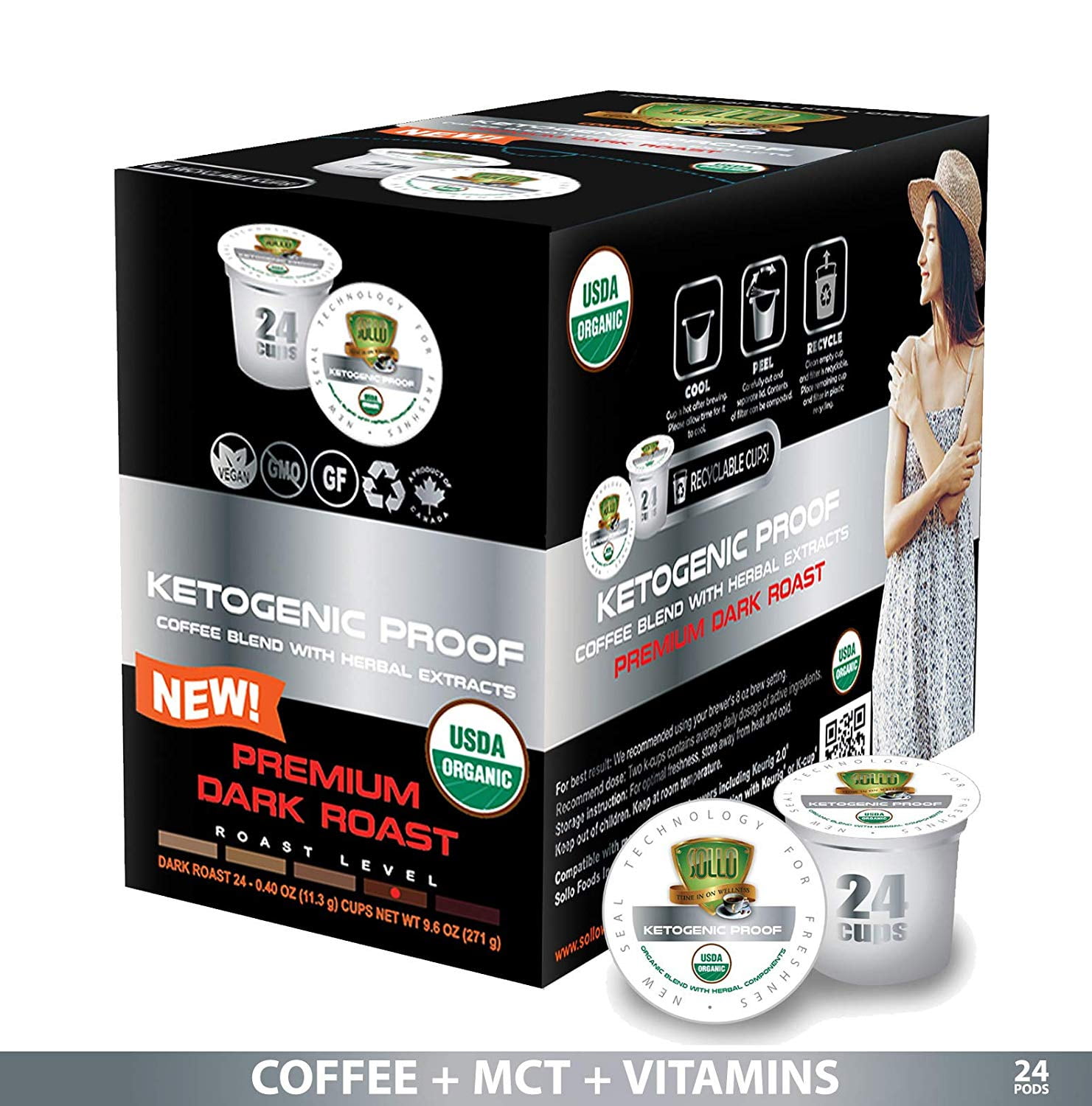 SOLLO KETOgenic Proof Coffee Pods, KETO & Paleo Diet, 0 g CARBS