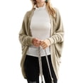 thumbnail image 1 of Doublju Womens Long Dolman Sleeve Open Front Round Shape Waffle Cardigan, 1 of 5